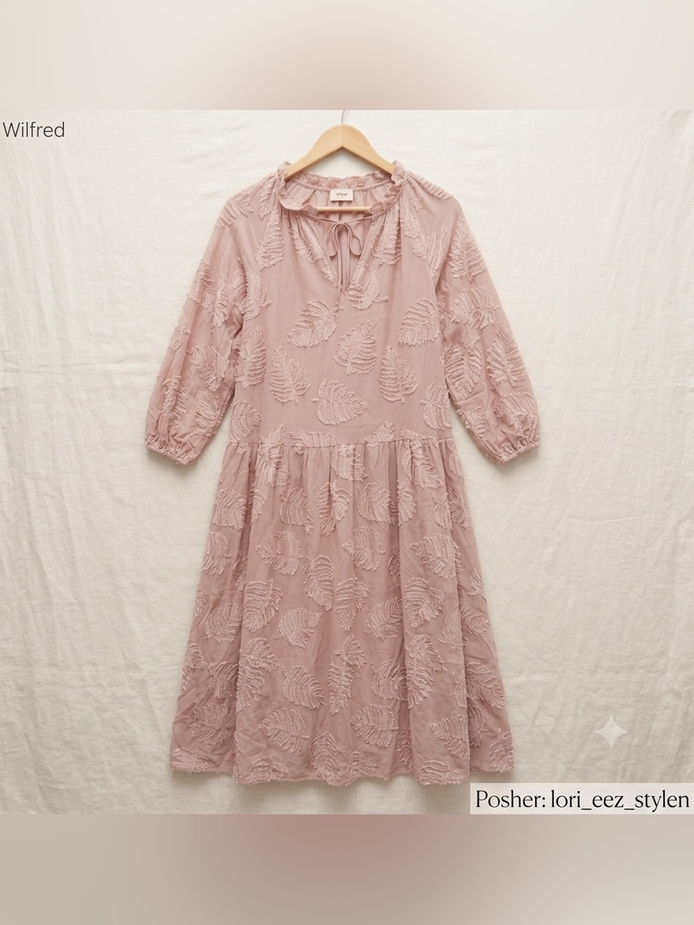 Wilfred Dusty Rose Textured Leaf Midi Dress